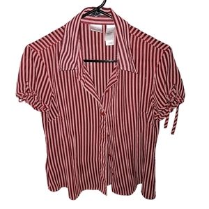 Emma James buttoned shirt red with white stripes size 10
